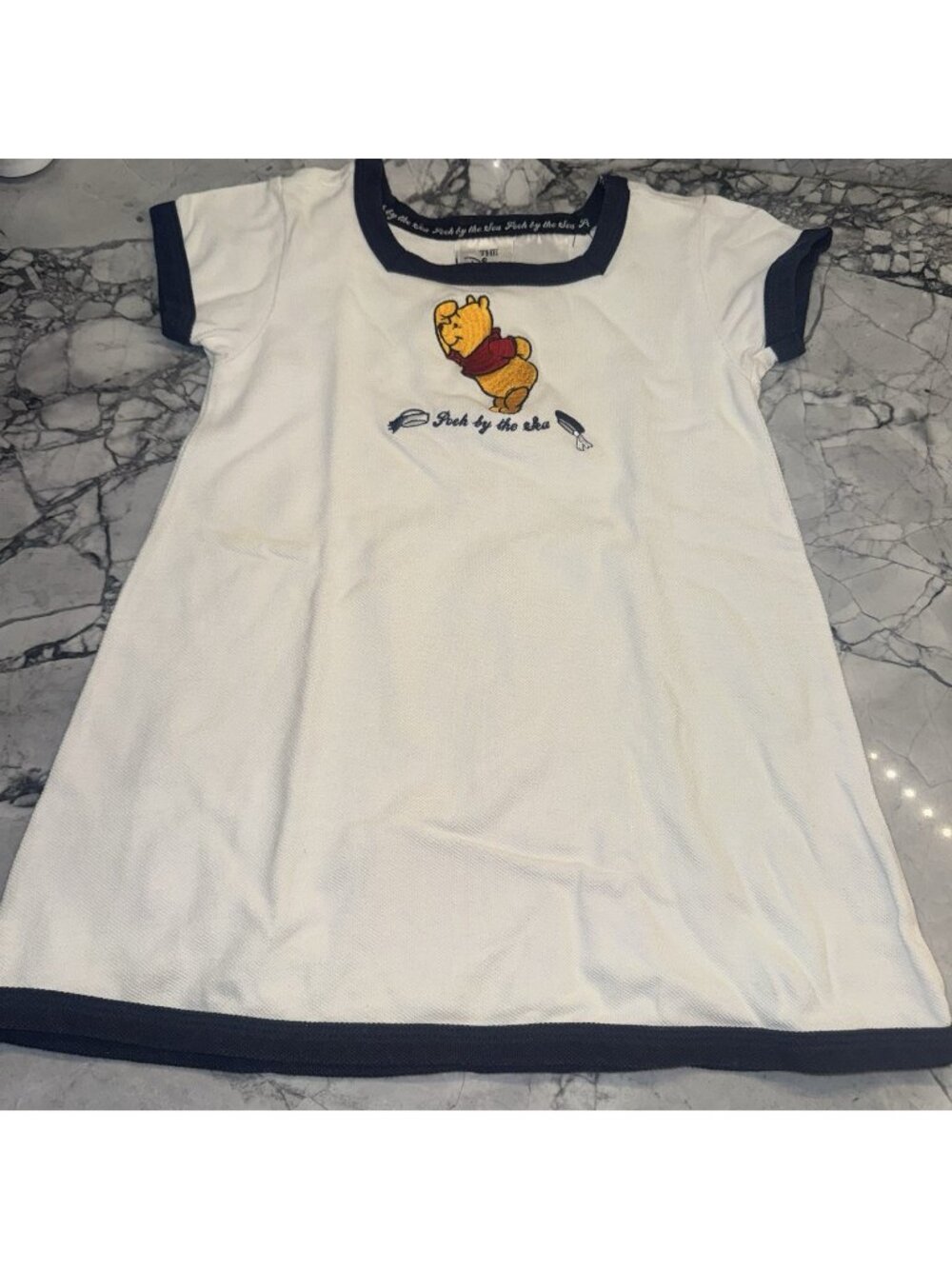 VTG Disney Store Dress Winnie Pooh 4T White Embroidery Land By Sea Sailor 90s